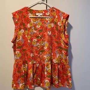 LOFT Large blouse flowers red, green yellow